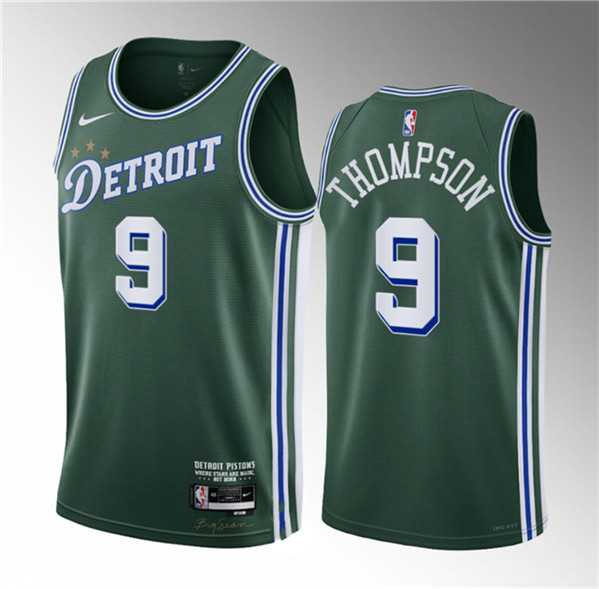 Men%27s Detroit Pistons #9 Ausar Thompson Green 2023 Draft City Edition Stitched Basketball Jersey->houston rockets->NBA Jersey